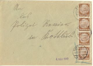 Germany Scott 416 On Cover To Police Dept. ,  Hossbach (1942) photo