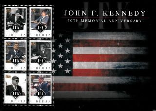 Liberia 2013 John F Kennedy 50th Memorial Anniv 6v M/s Jfk Us Presidents photo