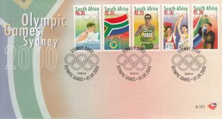 South Africa 2000 Fdc Olympic Games Sydney 5v Cover Joshua Thugwane Penny Heyns photo