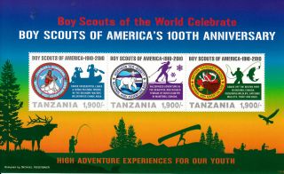 Tanzania 2010 Boy Scouts Of America 100th Anniv 3v M/s Charles Sommers photo