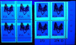 South Africa 1969 - 1c 2 X Variety Huge Shift Of Phosphor Band Into Margin photo