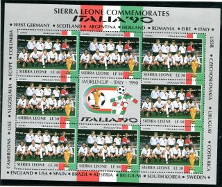 Sierra Leone 1990 Italy World Cup Sheetlet Austria Team photo