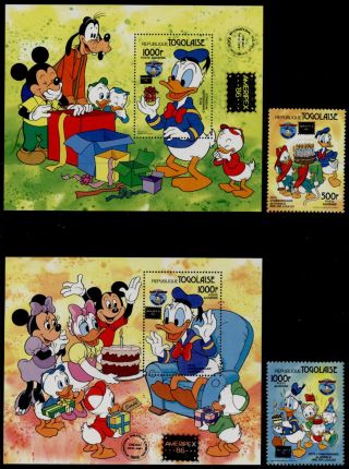 Togo C551 - 4 Disney,  Pluto,  Donald Duck 50th Anniversay,  Ameripex O/p photo