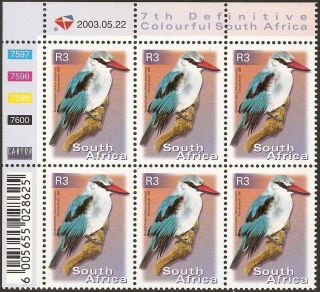 South Africa 2000 - 10 R3 Woodland Kingfisher Bird 5th Control Block Sg.  1289 Um photo