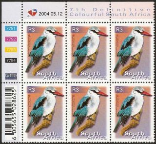 South Africa 2000 - 10 R3 Woodland Kingfisher Bird 8th Control Block Sg.  1289 Um photo