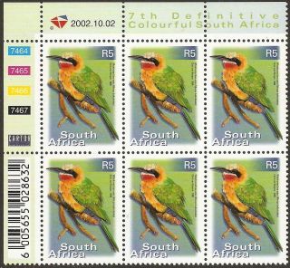 South Africa 2000 - 10 R5 White Fronted Bee - Eater 3rd Control Block Sg.  1290 Um photo