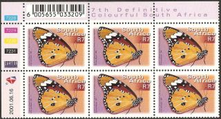 South Africa 2000 - 10 R7 Southern Milkweed Butterfly Control Block Sg.  1291 Um photo