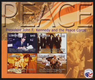 Liberia 2452 - 3 John F.  Kennedy,  Peace,  Corps,  Helicopter photo