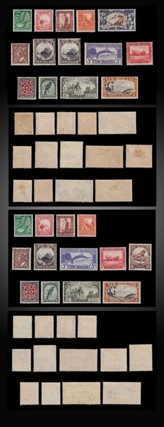 1935,  1936 - 41 Zealand Definitives Two Incomplete Series H + Lh photo