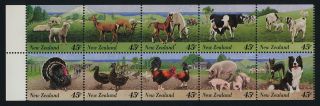 Zealand 1302a Booklet Pane Farm Animals,  Horse,  Bird,  Sheep,  Goats,  Dog photo