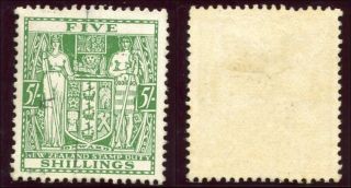 Zealand 1931 Kgv Postal Fiscal 5s Green.  Sg F149.  Sc Ar50. photo