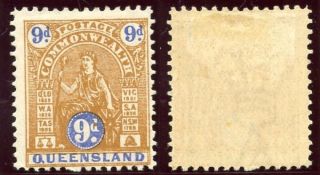 Queensland 1906 9d Brown & Ultramarine Mlh.  Sg 283. photo