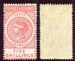 South Australia 1896 Qv 5s Rose - Pink Perf 11½ - 12½ Mlh.  Sg 196a. photo