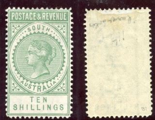 South Australia 1896 Qv 10s Green Perf 11½ - 12½ Mlh.  Sg 197a. photo