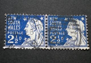 South Wales 1899 21/2d Pair With Barred 273 Postmark photo
