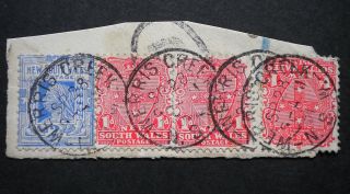 South Wales 1901 1d Strip With Werris Creek Postmark photo