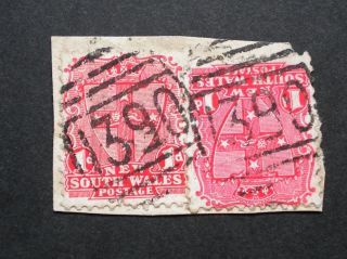 South Wales 1902 1d Pair With Barred 1390 Postmark photo