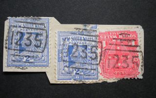 South Wales 1902 2d Pair With Barred 1235 Postmark photo