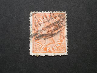Queensland 1882 1d With Barred 444 Postmark photo