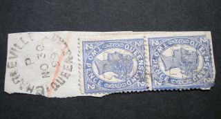 Queensland 1899 2d Pair With Registered Charleville Postmark photo