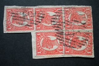Queensland 1901 1d Strip With Barred 539 Postmark photo