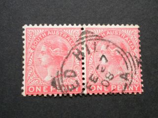 South Australia 1908 1d Pair With Red Hill Postmark photo