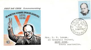 Australia Sir Winston Churchill First Day Cover Gpo Adelaide Fdi 1965 Shs Canc photo