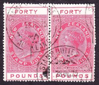 Zealand Kgv 1925 Postal Fiscal; £40 Red; Fiscally Pair photo