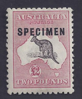 Australia Kangaroo 1915 £2 Black & Rose Specimen O/p Type C Variety C photo