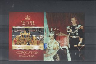 Australia 2013 Diamond Jubilee Coronation 1953 2v Sheet Queen Elizabeth Ii photo
