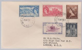 1953 Zealand Coronation Fdc First Day Cover To England Qe 2 Queen Elizabeth photo