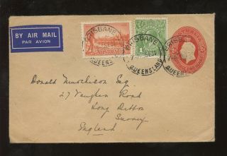 Australia 1934 Kg5 Stationery Uprated Vfu Franked To Gb photo