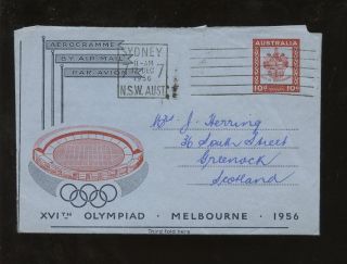 Australia 1956 Olympics Airletter To Scotland. .  Re Games photo