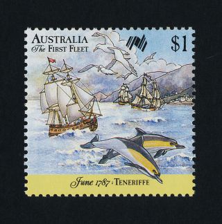 Australia 1024 - 6 Ships,  Dolphins,  Architecture,  The First Fleet Departure photo
