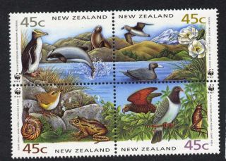 Zealand 1162d Wwf,  Birds,  Flowers,  Frog,  Insect,  Seal,  Dolphin photo