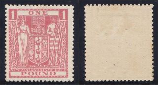 Zealand 1931 Kgv Fiscal £1 Pink Perf 14.  Sg F158.  Sc Ar59. photo