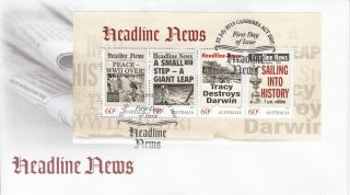 Australia 2013 Fdc Headline News 4v Sheet Cover World War Ii Peace Landing Moon photo
