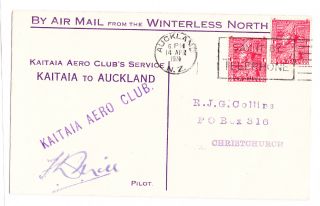 Zealand 1931 Kaitaia Aero Clubs Service Cover Pilot Facsimile Signature photo