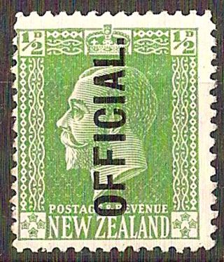 Zealand 1915 King George V Official 1/2d Green Sg O88 Fine photo
