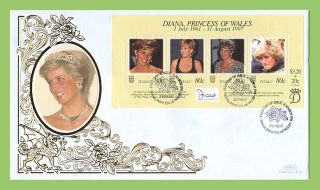 Tuvalu 1998 Princess Diana Memorial Silk First Day Cover photo