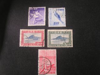 Japan,  Scott 444/445 (2) +446/447 (2) +448,  Total 5 1949 Various Issues photo