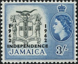 Jamaica 1964 3s Black And Blue Sg213 Cv £2.  75 F Mh Postage photo