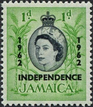 Jamaica 1964 1d Black And Emerald Sg206 Cv £0.  10 F Mh Postage photo