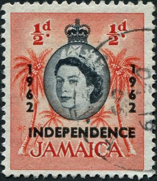 Jamaica 1963 1/2d Black And Deep Orange - Red Sg205 Cv £0.  15 F Uh P&p photo