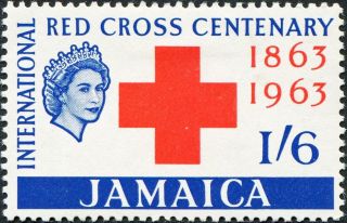 Jamaica 1963 1s6d Red And Blue Sg204 Cv £0.  50 Mh Postage photo