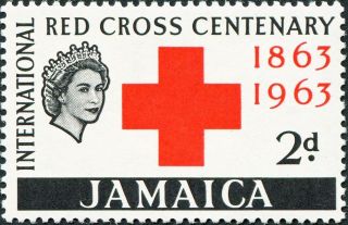 Jamaica 1963 2d Red And Black Sg203 Cv £0.  15 Mh Postage photo