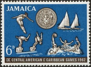 Jamaica 1962 6d Sepia And Greenish Blue Sg198 Cv £0.  20 Mh P&p photo