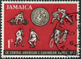 Jamaica 1962 1d Sepia And Carmine - Red Sg197 Cv £0.  10 Vf Uh Postage photo