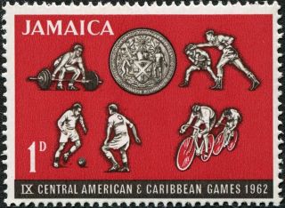 Jamaica 1962 1d Sepia And Carmine - Red Sg197 Cv £0.  20 F Mh Postage photo