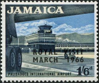 Jamaica 1966 1s6d Black,  Light Blue And Buff Sg251 Cv £2.  50 F Mh P&p photo